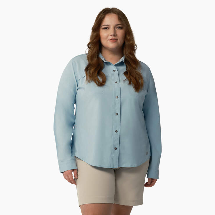 Women's Plus Cooling Roll-Tab Work Shirt - Clear Blue (EUD) image number 1