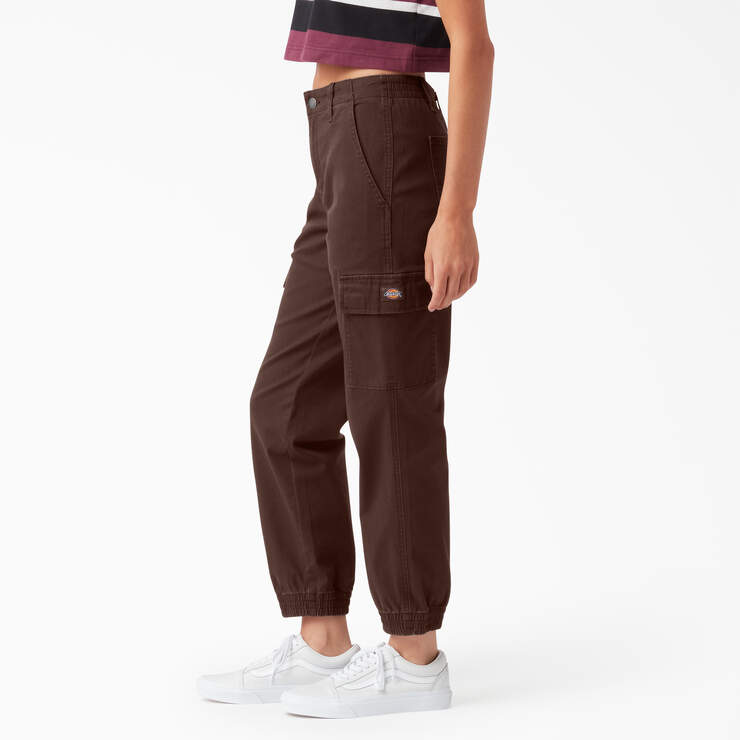 Women's High Rise Fit Cargo Jogger Pants - Chocolate Brown (CB) image number 3