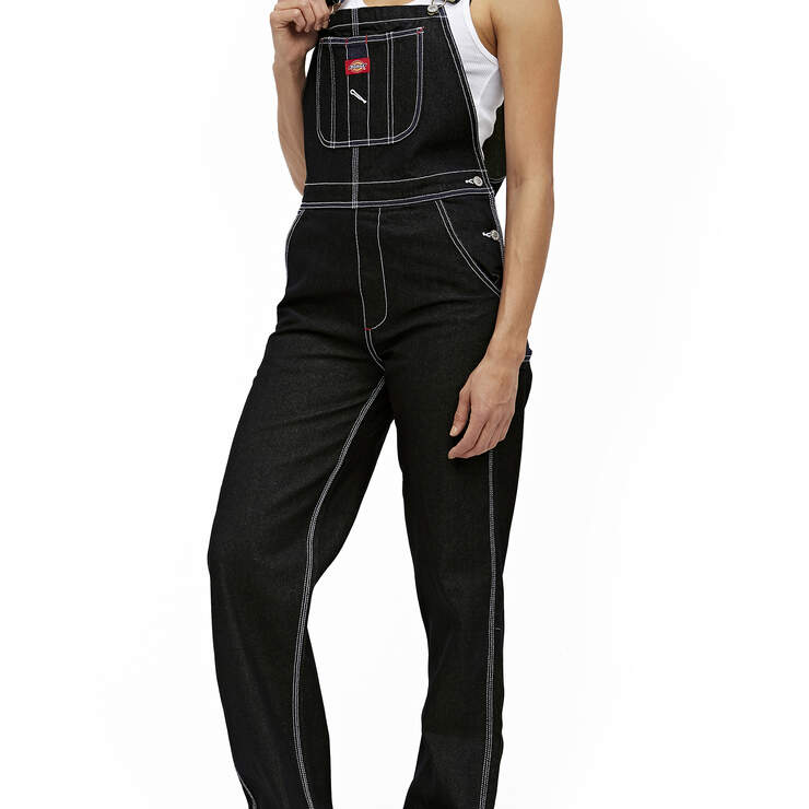 Dickies Girl Juniors' Relaxed Twill Overalls - Black (BLK) image number 1