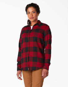 Women&#39;s Long Sleeve Plaid Flannel Shirt - Buffalo Aged Brick &#40;UP2&#41;