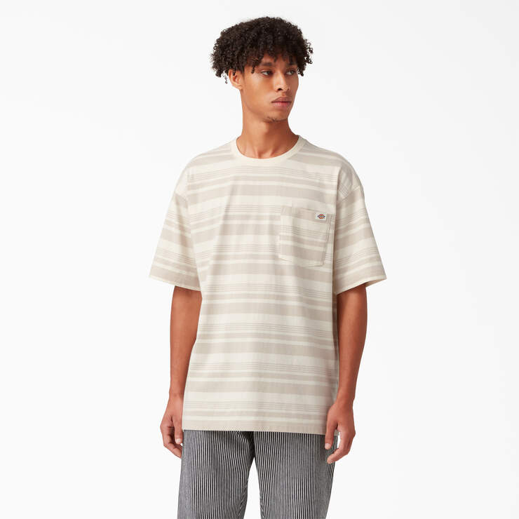Relaxed Fit Striped Pocket T-Shirt - Cloud Stripe (L2S) image number 1