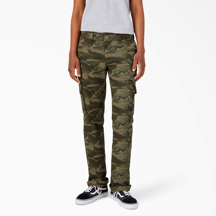 Women's FLEX Relaxed Fit Cargo Pants - Light Sage Camo (LSC) image number 1