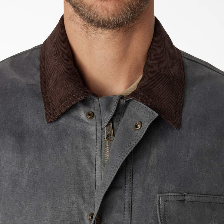 Fully Waxed Canvas Chore Coat - Charcoal Gray (CH) image number 5