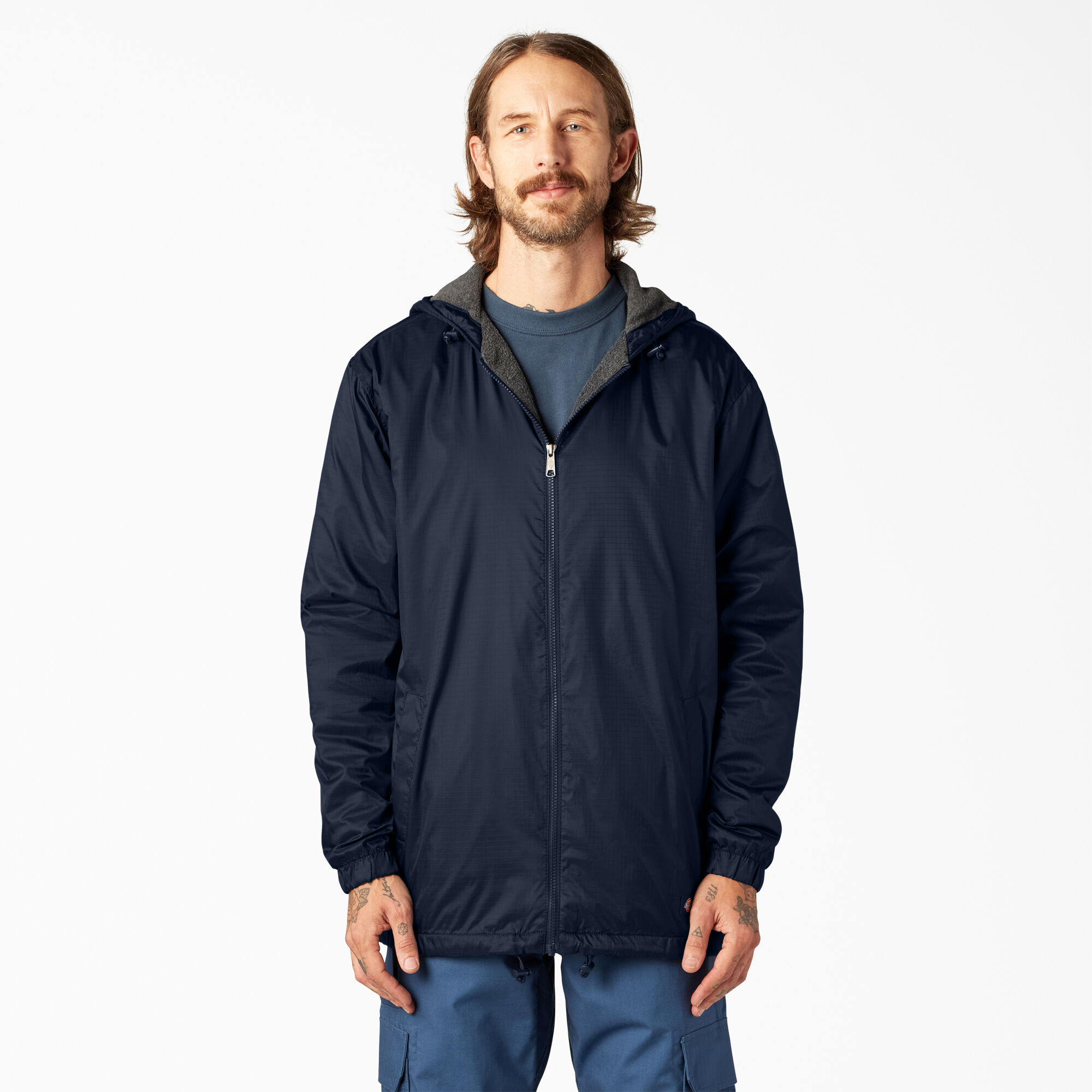 Dickies Fleece Lined Nylon Hooded Jacket eBay
