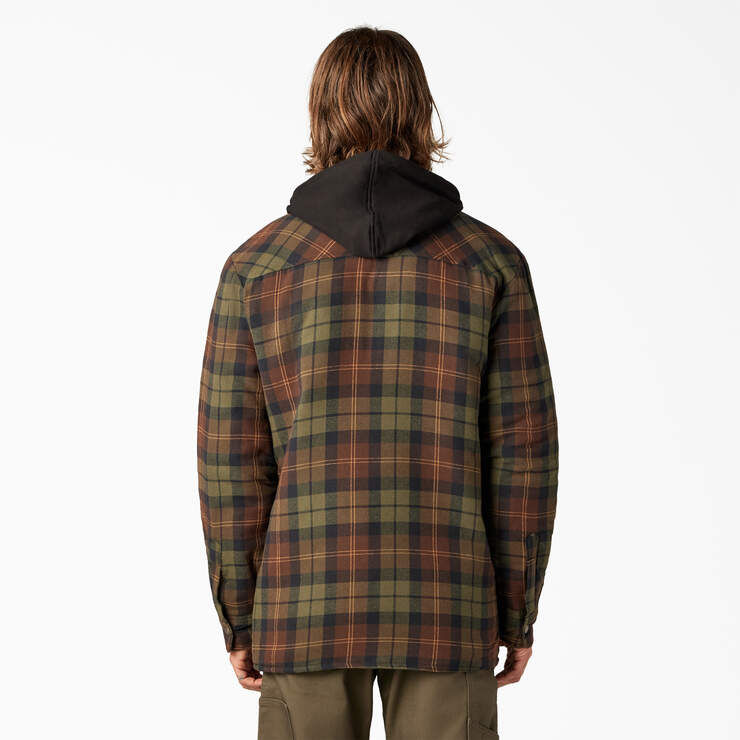 Flannel Hooded Shirt Jacket - Chocolate Tactical Green Plaid (POC) image number 2