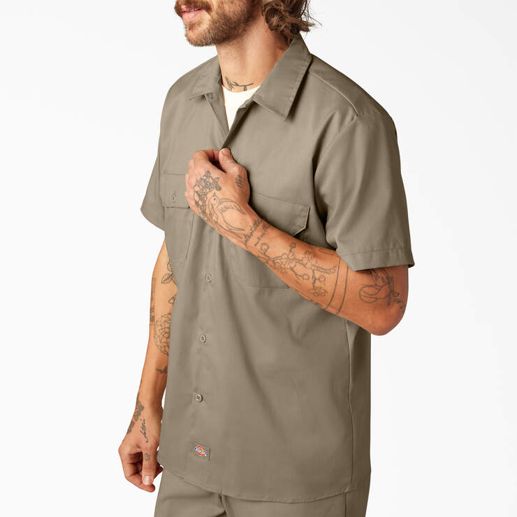 FLEX Slim Fit Short Sleeve Work Shirt - Desert Sand (DS) image number 8