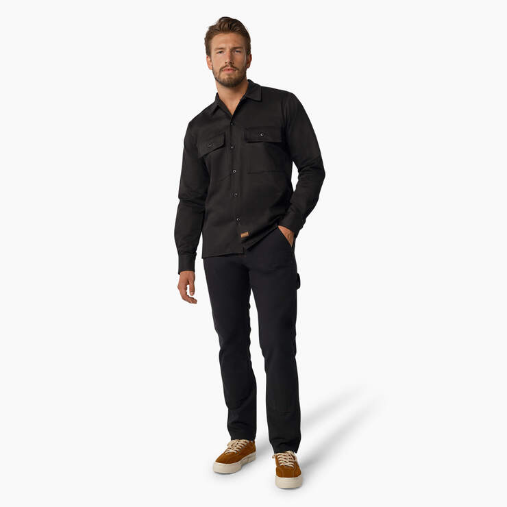 Dickies 1922 Premium Twill Long Sleeve Shirt - Rinsed Black (RBK) image number 4