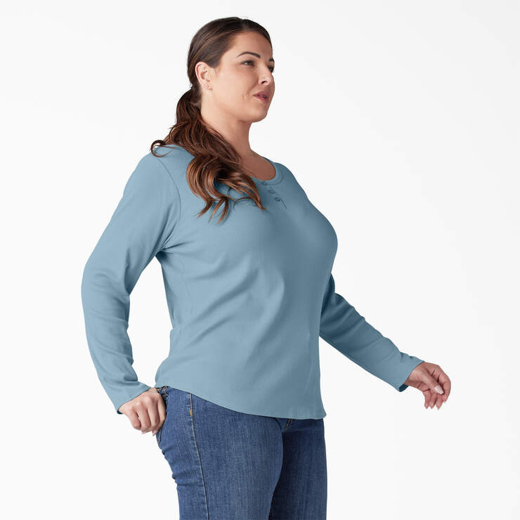 Women's Plus Henley Long Sleeve Shirt - Clear Blue (EU) image number 4