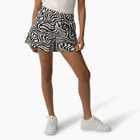 Women's Zebra Regular Fit Print Shorts, 5" - Black/White (BKWH)