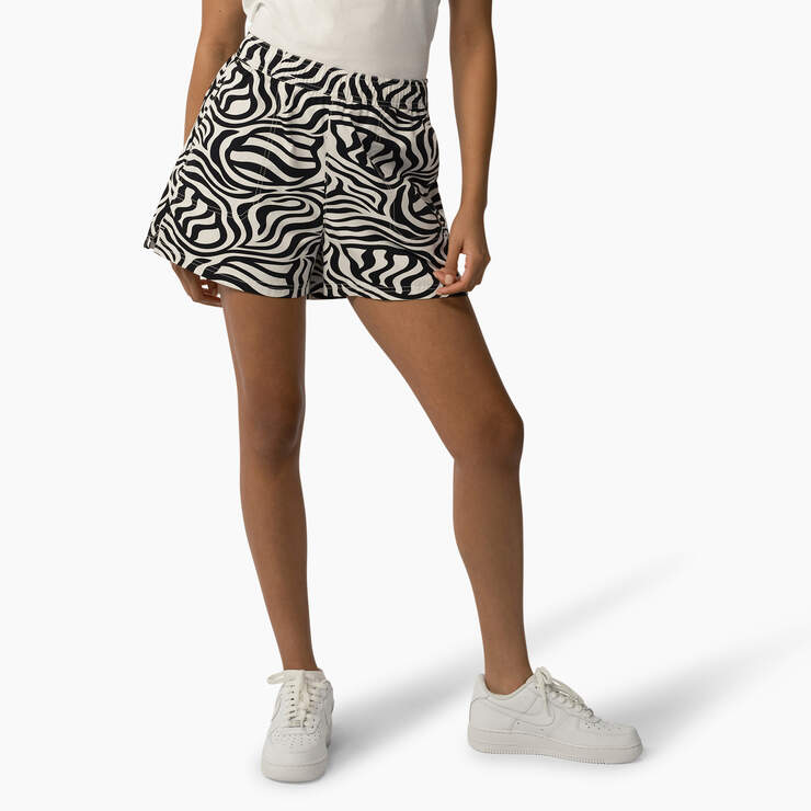 Women's Zebra Regular Fit Print Shorts, 5" - Black/White (BKWH) image number 1
