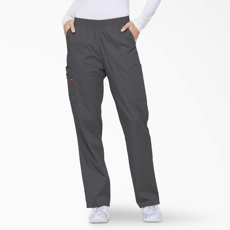 Women's EDS Signature Tapered Leg Cargo Scrub Pants - Pewter Gray (PEW) image number 1