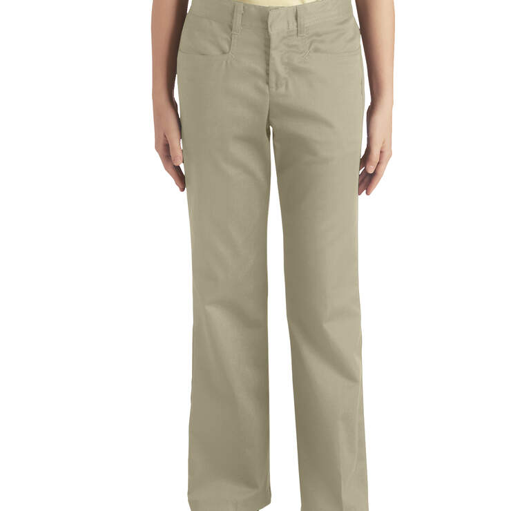Juniors' Schoolwear Classic Fit Bootcut Leg Stretch Twill Pants - Desert Sand (DS) image number 1