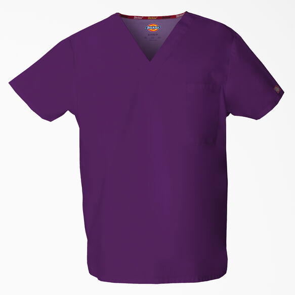 Unisex EDS Signature V-Neck Scrub Top - Purple Eggplant (EGG)