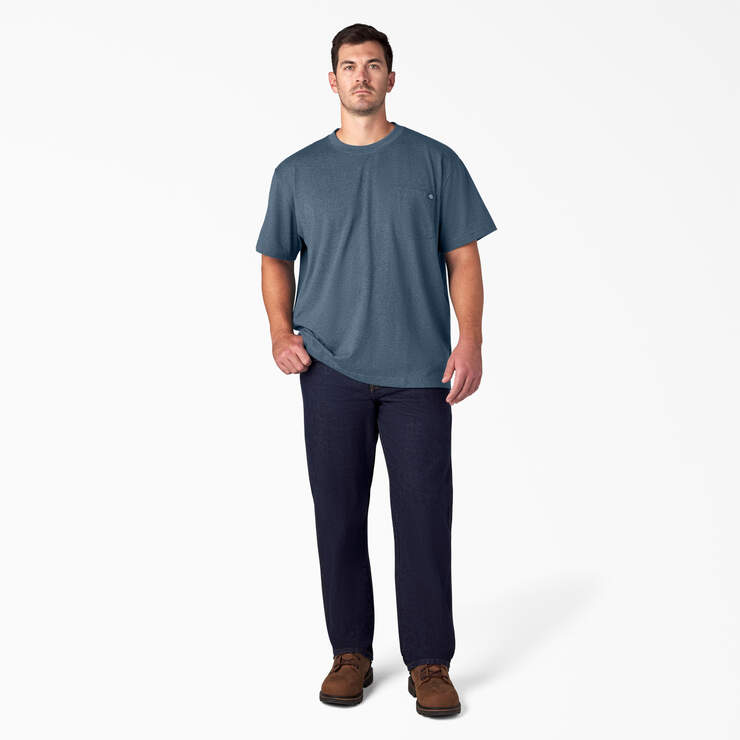 Heavyweight Heathered Short Sleeve Pocket T-Shirt - Baltic Blue Heather (BUD) image number 9