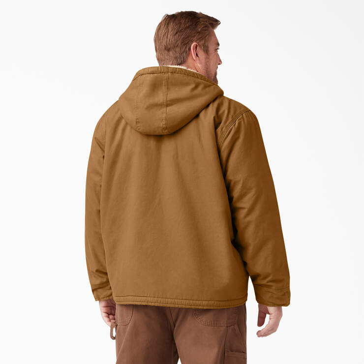 Duck High Pile Fleece Lined Hooded Jacket - Rinsed Brown Duck (RBD) image number 5