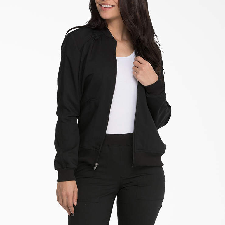 Women's Balance Zip Front Scrub Jacket - Black (BLK) image number 1