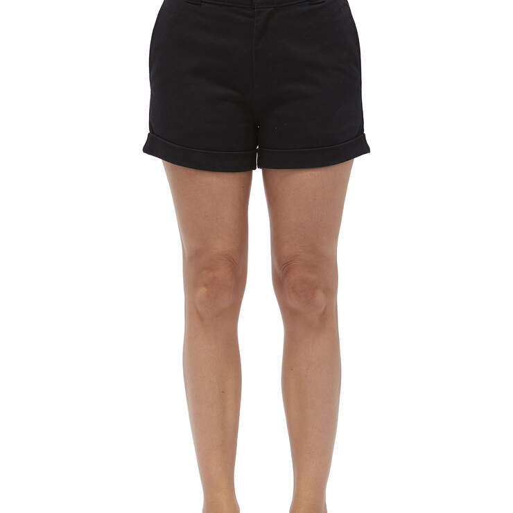 Dickies Girl Juniors' Cuffed 3" Work Shorts - Black (BLK) image number 1