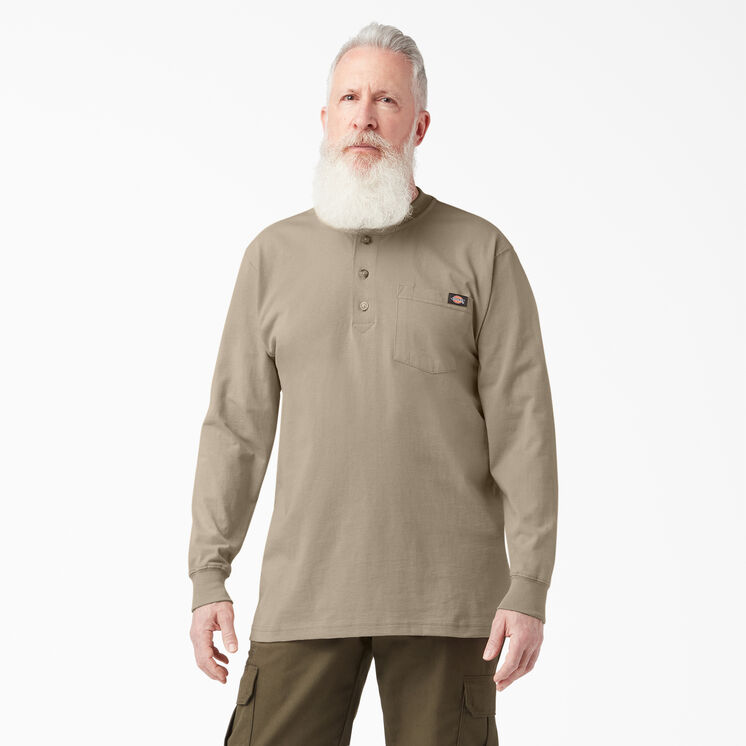 Heavyweight Long Sleeve Henley T-Shirt - Desert Sand &#40;DS&#41;