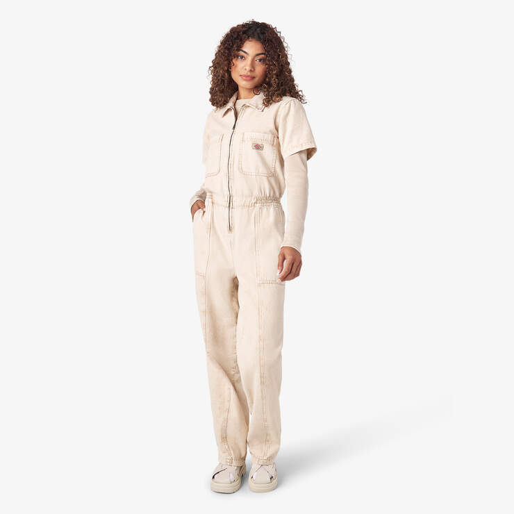 Women’s Newington Duck Canvas Coveralls - Sandstone Overdyed Acid Wash (AWA) image number 5