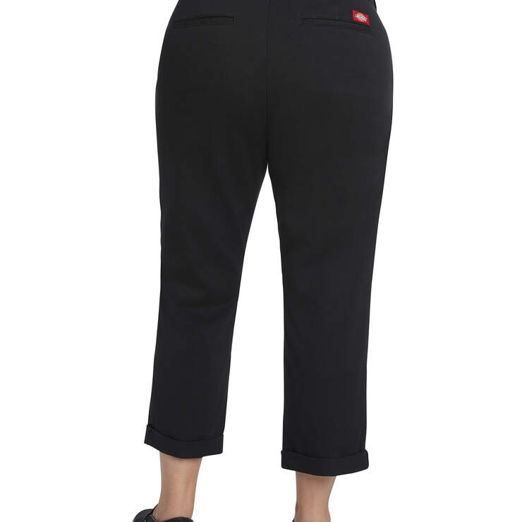 Dickies Girl Juniors' Plus Roll Hem Cropped Work Pants - Black (BLK) image number 2