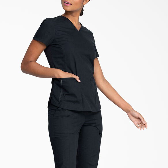 Women&#39;s EDS Signature V-Neck Scrub Top - Black &#40;BLK&#41;