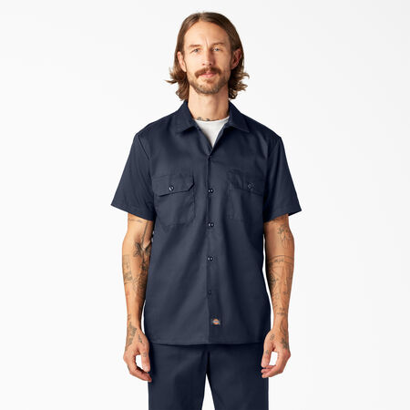 Slim Fit Short Sleeve Work Shirt - Dark Navy &#40;DN&#41;