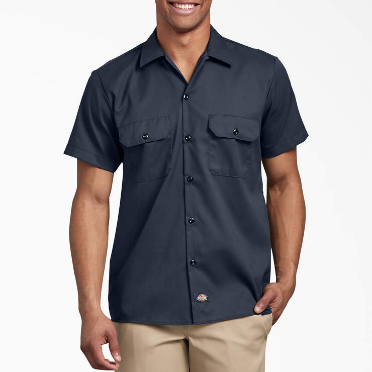 Slim Fit Short Sleeve Work Shirt - Dark Navy (DN) image number 1