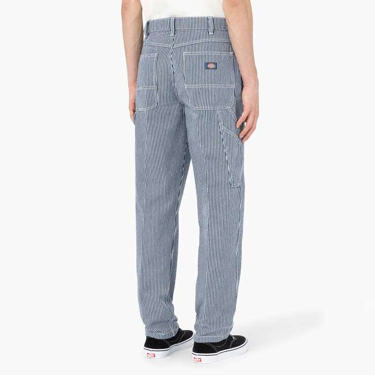 Garyville Regular Fit Hickory Stripe Carpenter Pants - Ecru/Airforce Blue (EUA) image number 4