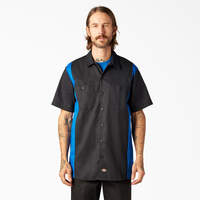 Two-Tone Short Sleeve Work Shirt - Black/Royal Blue (BKRB)