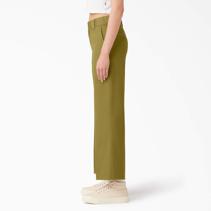 Women's Regular Fit Cropped Pants - Rinsed Green Moss (R2M) image number 3
