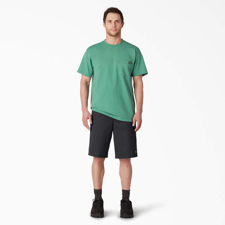 Loose Fit Flat Front Work Shorts, 13" - Black (BK) image number 7