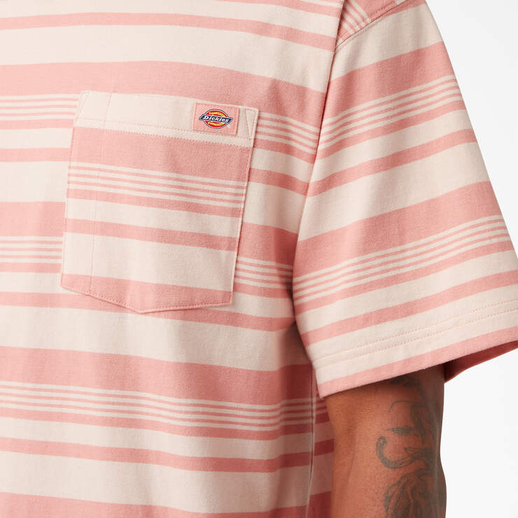Relaxed Fit Striped Pocket T-Shirt - Rosette Stripe (R2S) image number 5