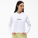 Women&#39;s Script Logo Long Sleeve Cropped T-Shirt - White &#40;WH&#41;