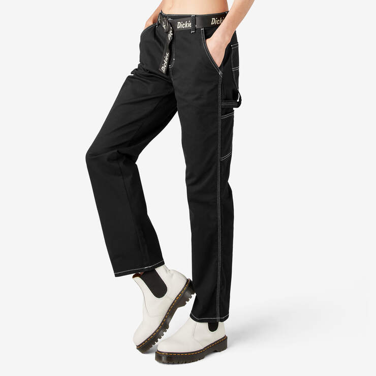 Women's Relaxed Fit Carpenter Pants - Black (BKX) image number 3