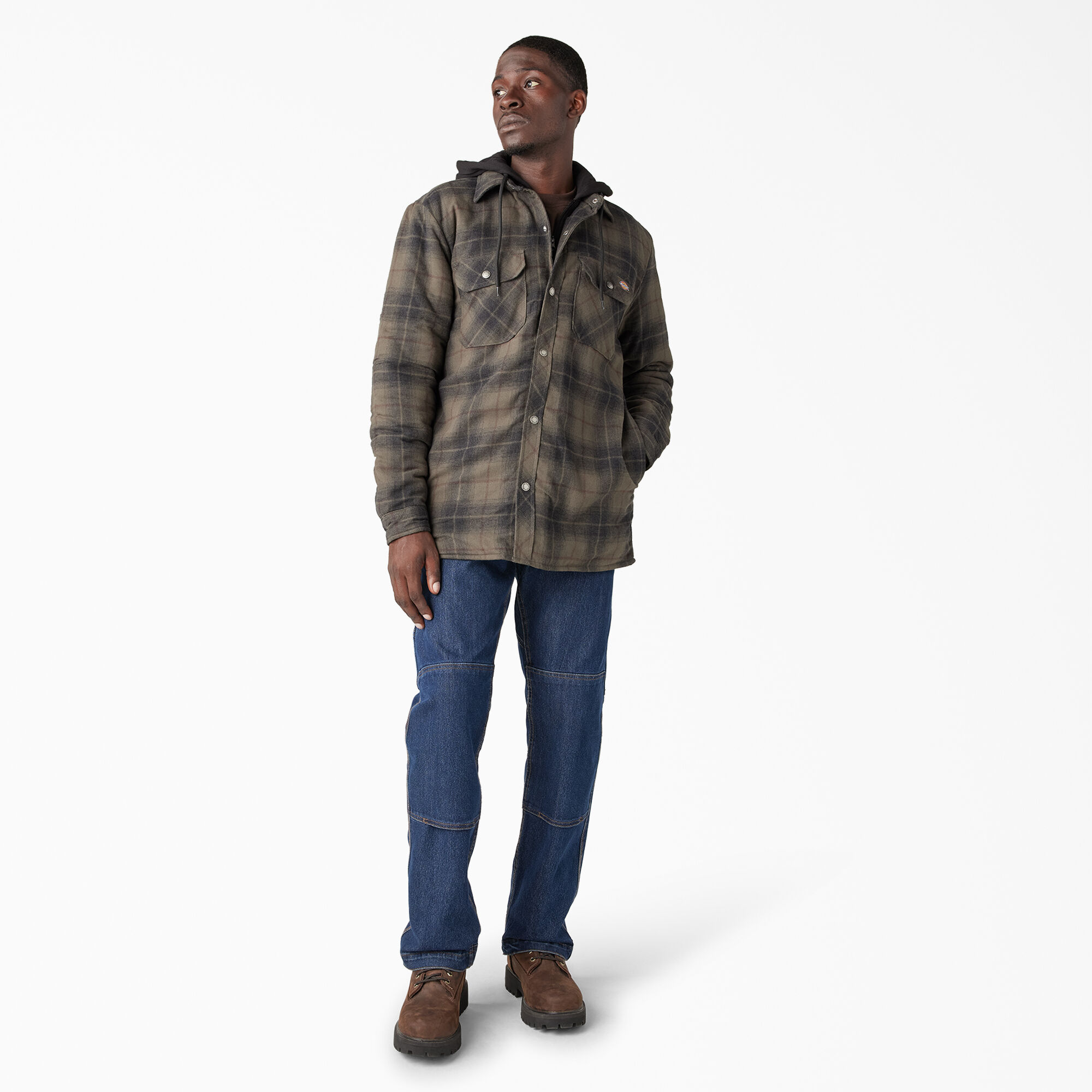 Fleece Hooded Flannel Shirt Jacket with DWR Mens Shirt Jackets