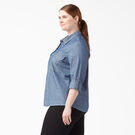 Women&#39;s Plus Long Sleeve Chambray Roll-Tab Work Shirt - Stonewashed Light Blue &#40;LSW&#41;