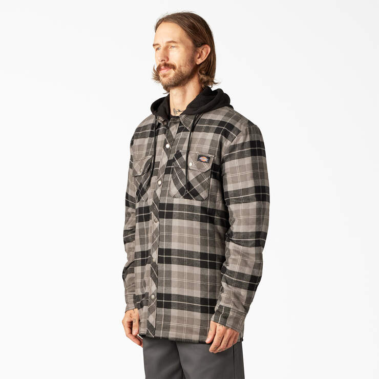 Flannel Hooded Shirt Jacket - Slate Graphite Plaid (SGP) image number 3