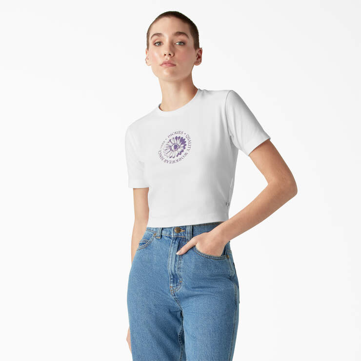 Women's Garden Plain Cropped T-Shirt - White (WH) image number 1