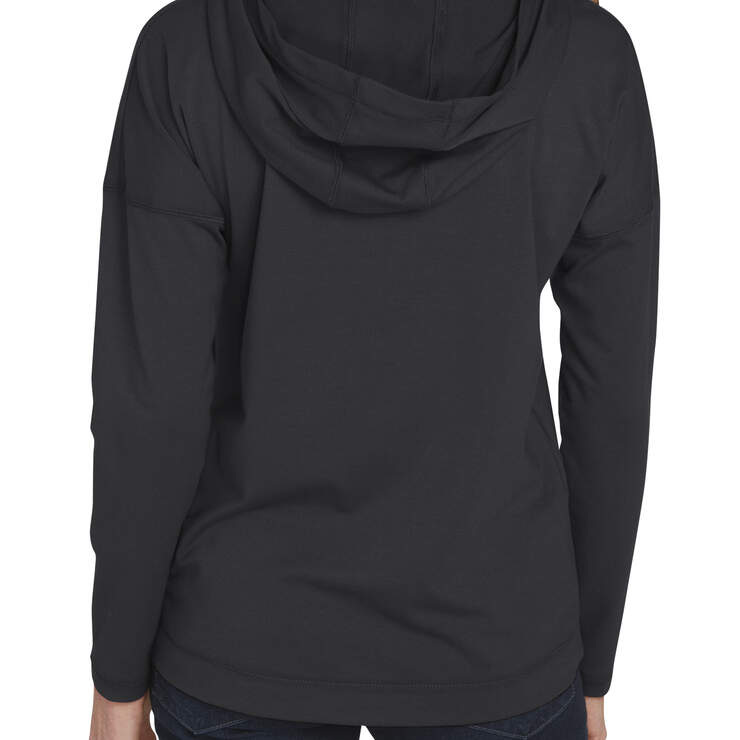 Women's Long Sleeve Knit Hoodie - Black/White (BKWH) image number 2