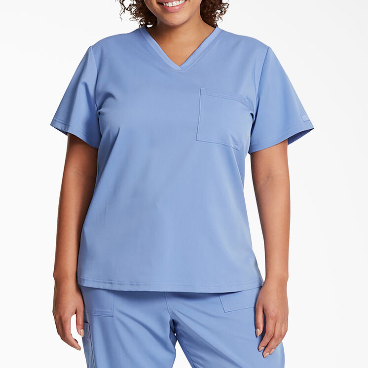 Women&#39;s Balance V-Neck Chest Pocket Scrub Top - Ceil Blue &#40;CBL&#41;