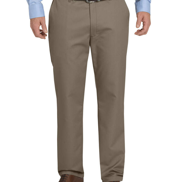 FLEX Regular Fit Tapered Leg Flat Front Sorona® Pants - Rinsed Pebble Brown (RNP) image number 1