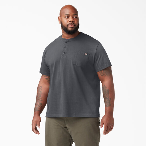 Heavyweight Short Sleeve Henley T-Shirt - Charcoal Gray &#40;CH&#41;