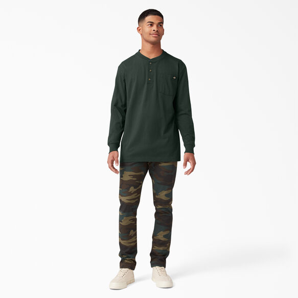 Heavyweight Long Sleeve Henley T-Shirt - Hunter Green &#40;GH&#41;