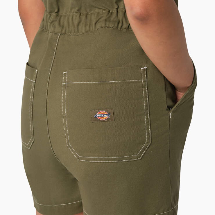 Women's Regular Fit Ripstop Shortalls - Military Green (ML) image number 6