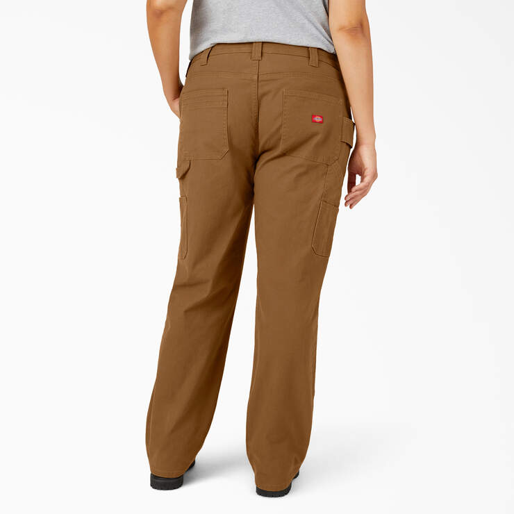 Women's Plus FLEX Relaxed Straight Fit Duck Carpenter Pants - Rinsed Brown Duck (RBD) image number 2