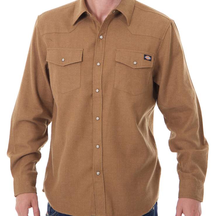Long Sleeve Flannel Western Shirt - Brown Duck (BD) image number 1