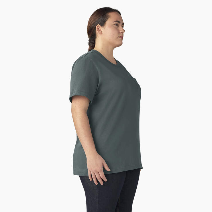 Women's Plus Heavyweight Short Sleeve Pocket T-Shirt - Lincoln Green (LN) image number 4