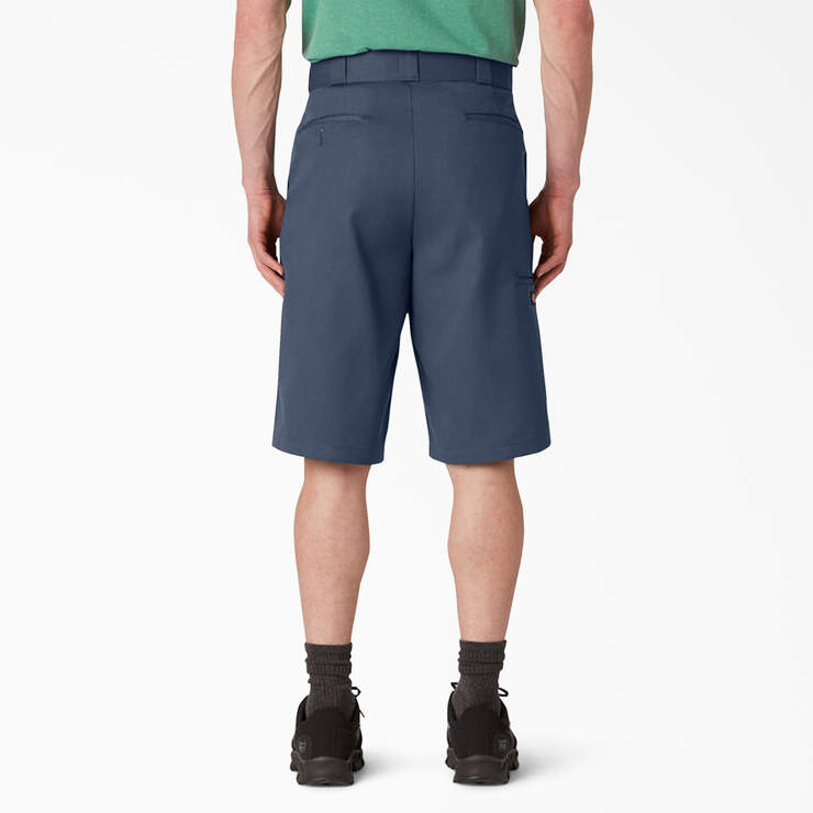 Loose Fit Flat Front Work Shorts, 13" - Navy Blue (NV) image number 2