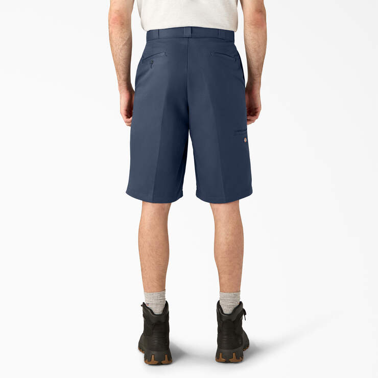 Loose Fit Flat Front Work Shorts, 13" - Navy Blue (NV) image number 2