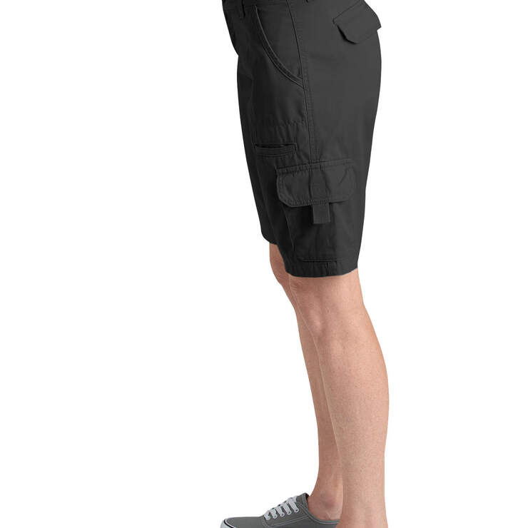 Women's 11" Relaxed Fit Cotton Cargo Shorts - Rinsed Black (RBK) image number 3